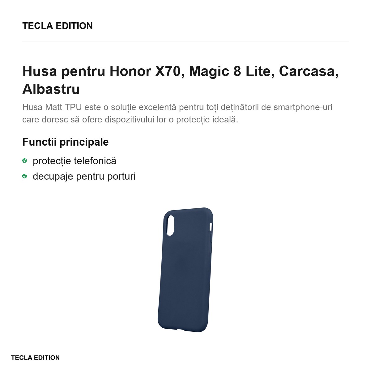 Husa Matt TPU pentru Honor X70, Magic 8 Lite, Carcasa, Albastru [1]