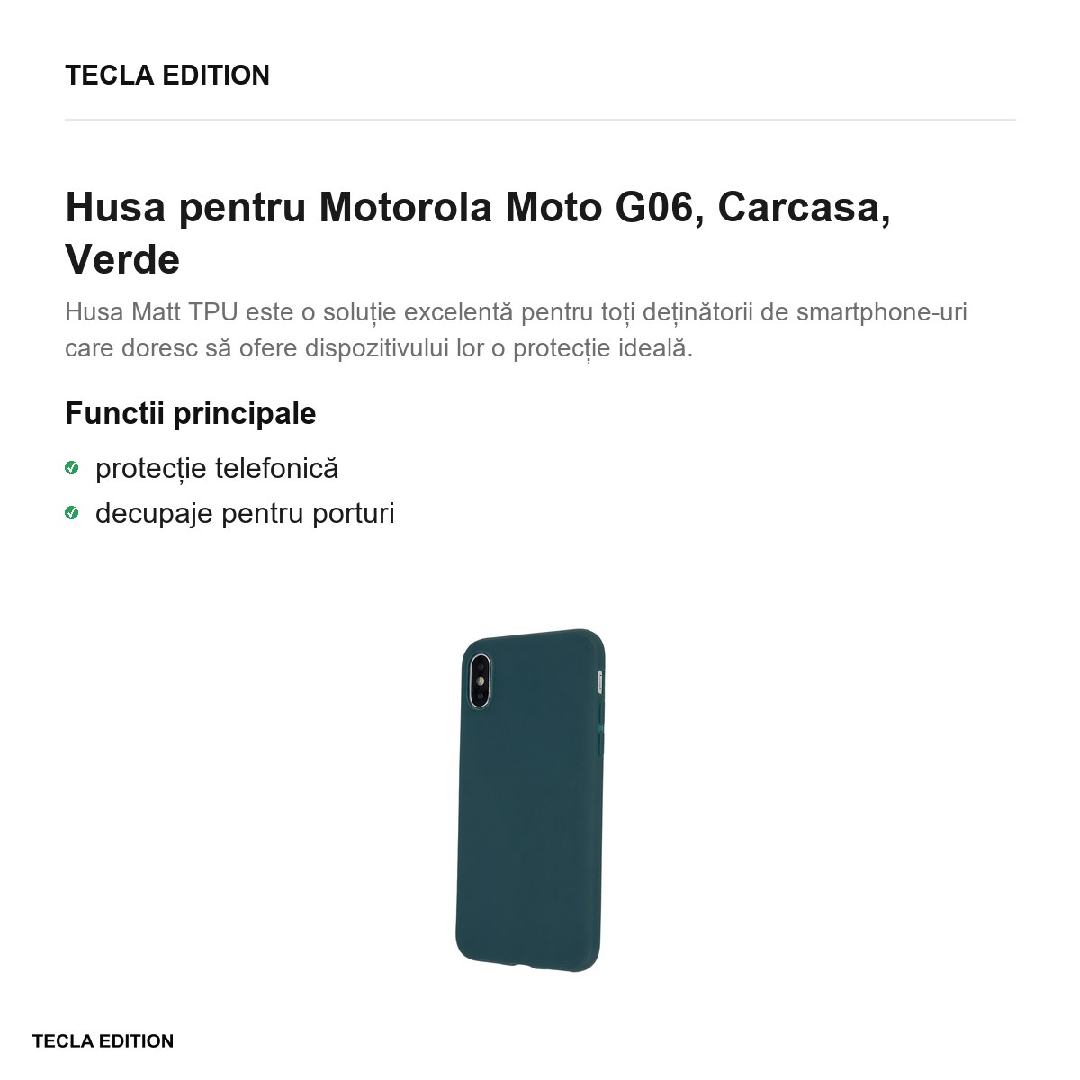 Husa Matt TPU forest pentru Motorola Moto G06, Carcasa, Verde [1]