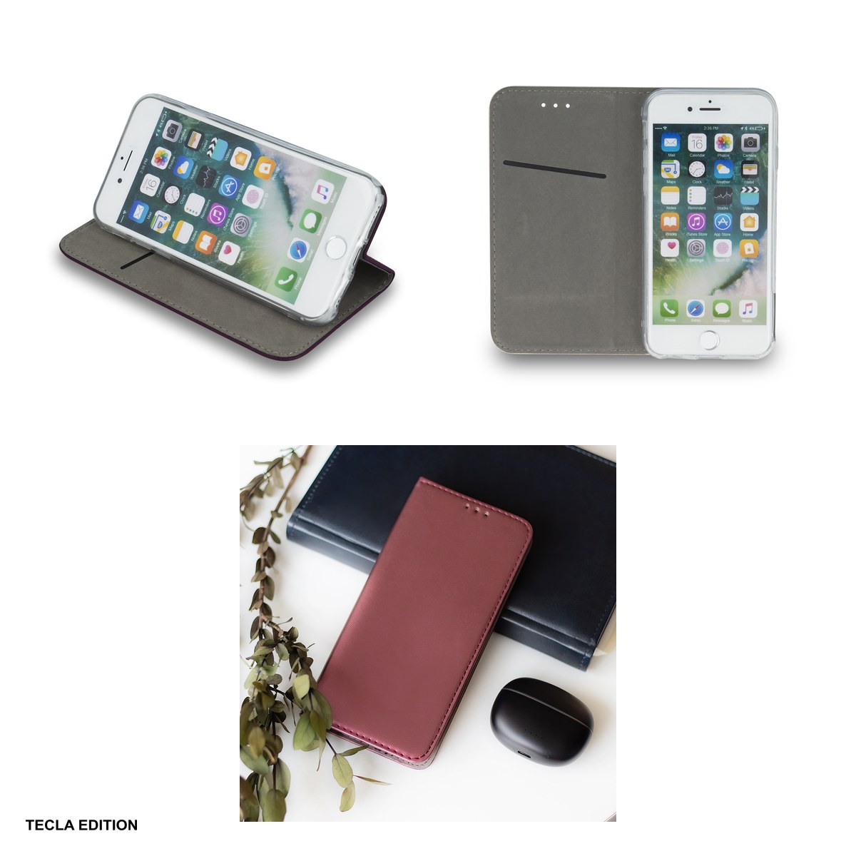 Husa Smart Magnetic pentru Honor X70, Magic 8 Lite, tip carte cu inchidere magnetica, Visiniu [4]