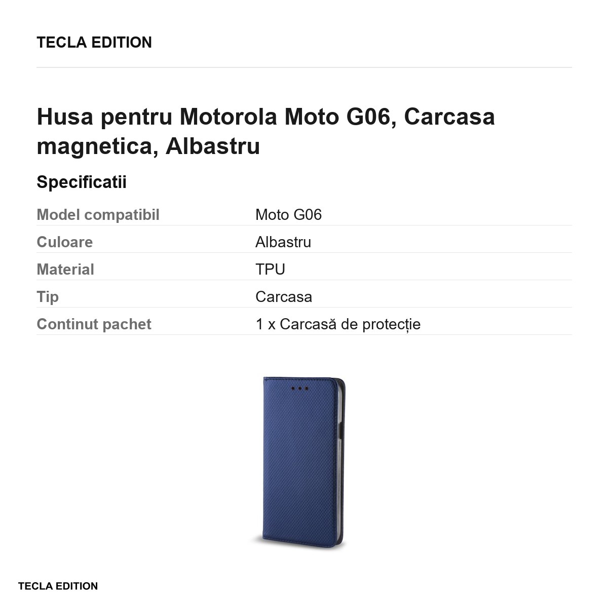 Husa Smart Magnet pentru Motorola Moto G06, tip carte cu inchidere magnetica, Albastru [2]