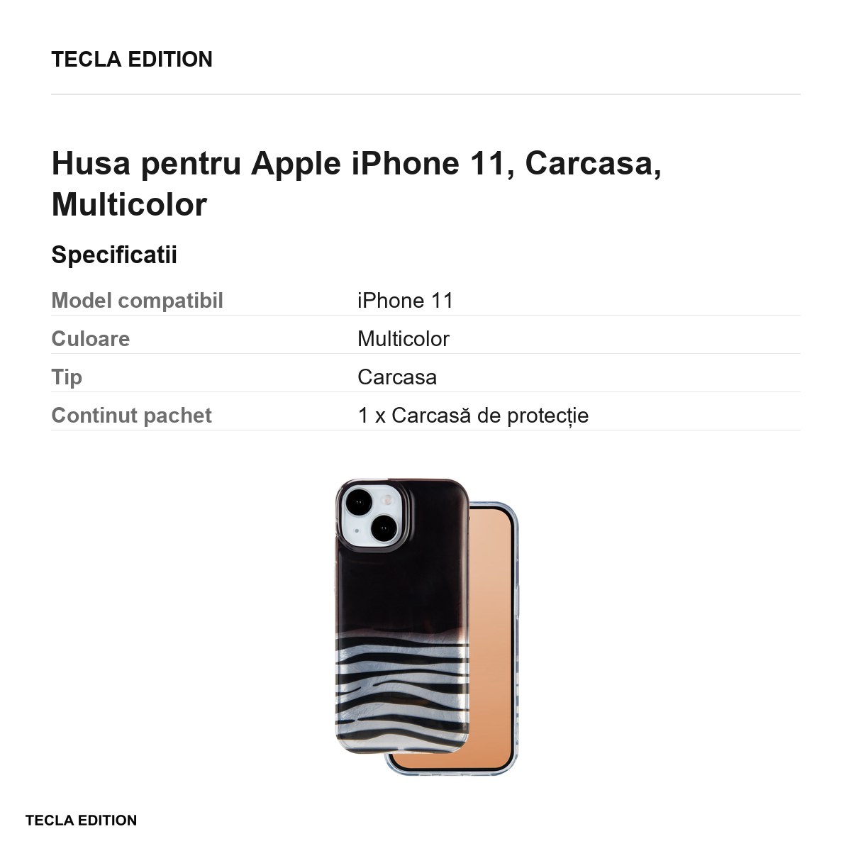 Husa Animal Print Okapi pentru Apple iPhone 11, Carcasa, Multicolor [2]