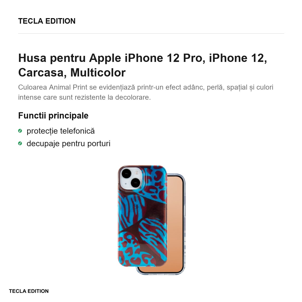 Husa Animal Print Chameleon pentru Apple iPhone 12 Pro, iPhone 12, Carcasa, Multicolor [1]