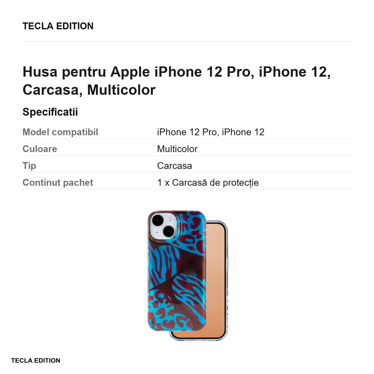 Husa Animal Print Chameleon pentru Apple iPhone 12 Pro, iPhone 12, Carcasa, Multicolor [2]