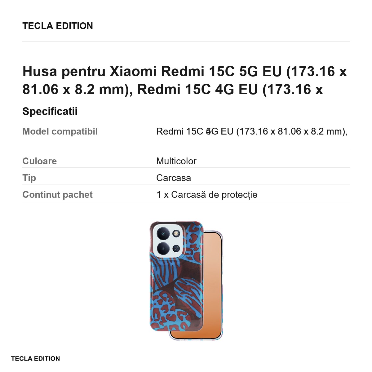 Husa Animal Print Chameleon pentru Xiaomi Redmi 15C 5G EU, Redmi 15C 4G EU, Carcasa, Multicolor [2]