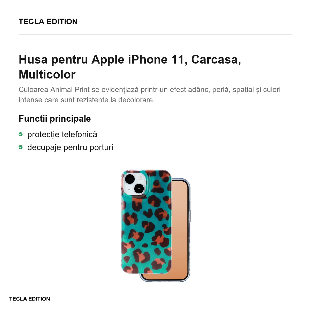 Husa Animal Print Crazy Cheetah pentru Apple iPhone 11, Carcasa, Multicolor [1]