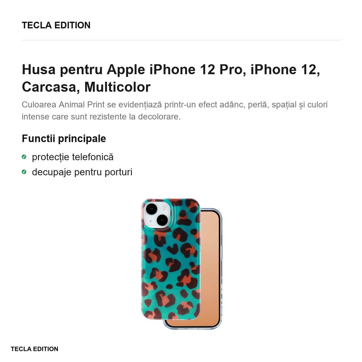 Husa Animal Print Crazy Cheetah pentru Apple iPhone 12 Pro, iPhone 12, Carcasa, Multicolor [1]