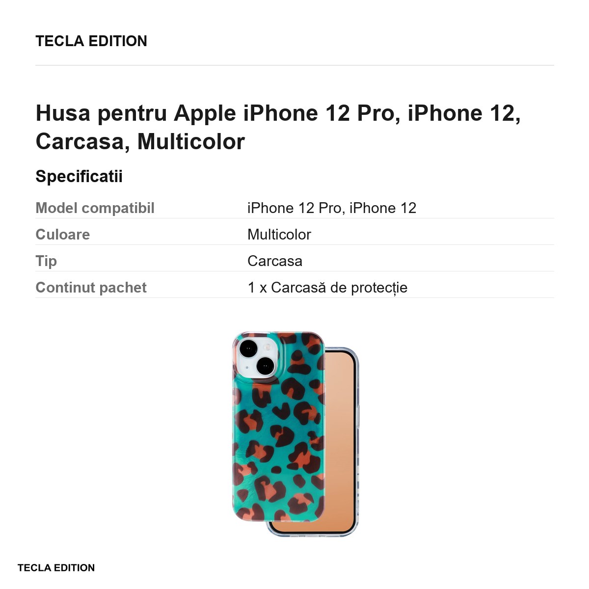 Husa Animal Print Crazy Cheetah pentru Apple iPhone 12 Pro, iPhone 12, Carcasa, Multicolor [2]
