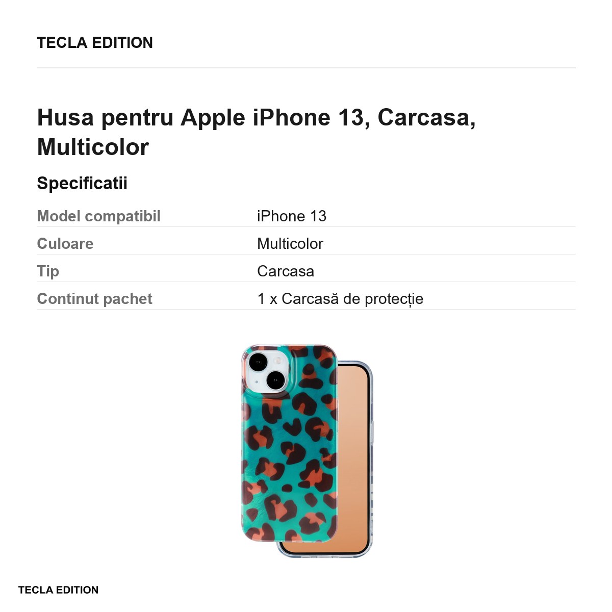 Husa Animal Print Crazy Cheetah pentru Apple iPhone 13, Carcasa, Multicolor [2]