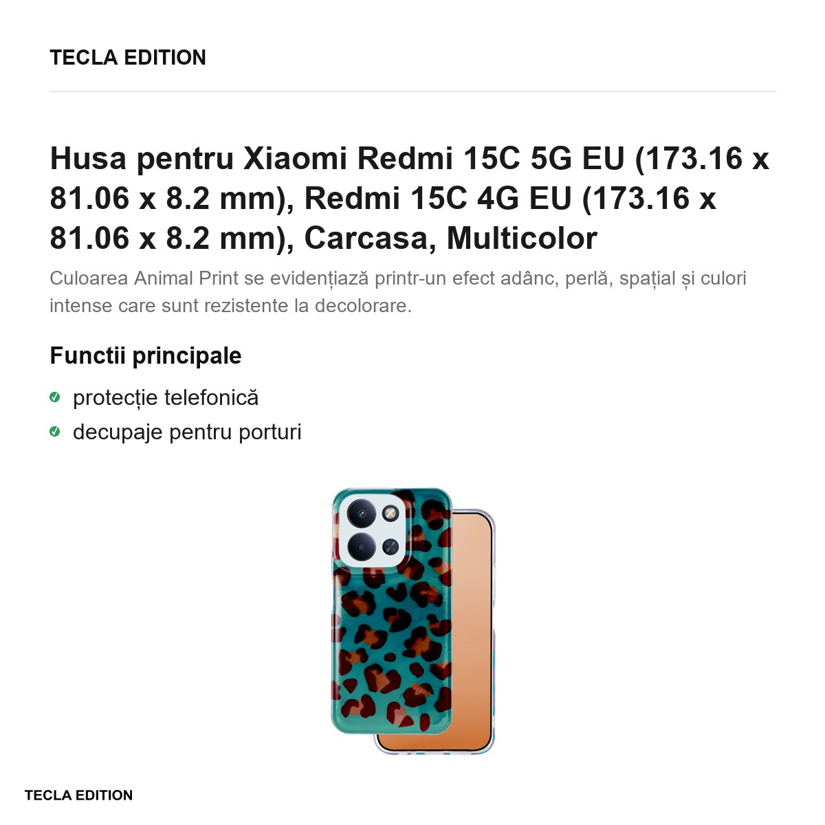 Husa Animal Print Crazy Cheetah pentru Xiaomi Redmi 15C 5G EU, Redmi 15C 4G EU, Carcasa, Multicolor [1]