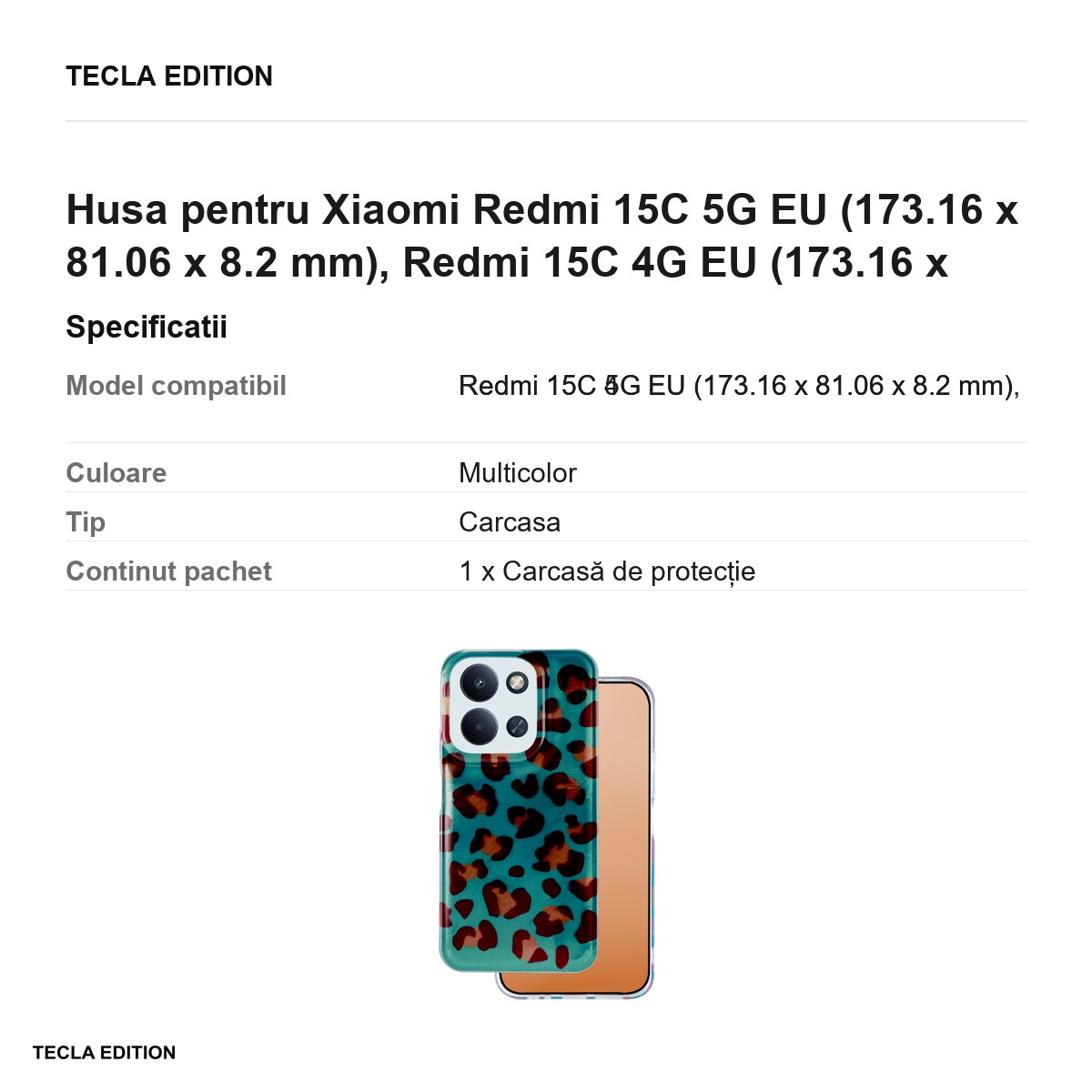 Husa Animal Print Crazy Cheetah pentru Xiaomi Redmi 15C 5G EU, Redmi 15C 4G EU, Carcasa, Multicolor [2]