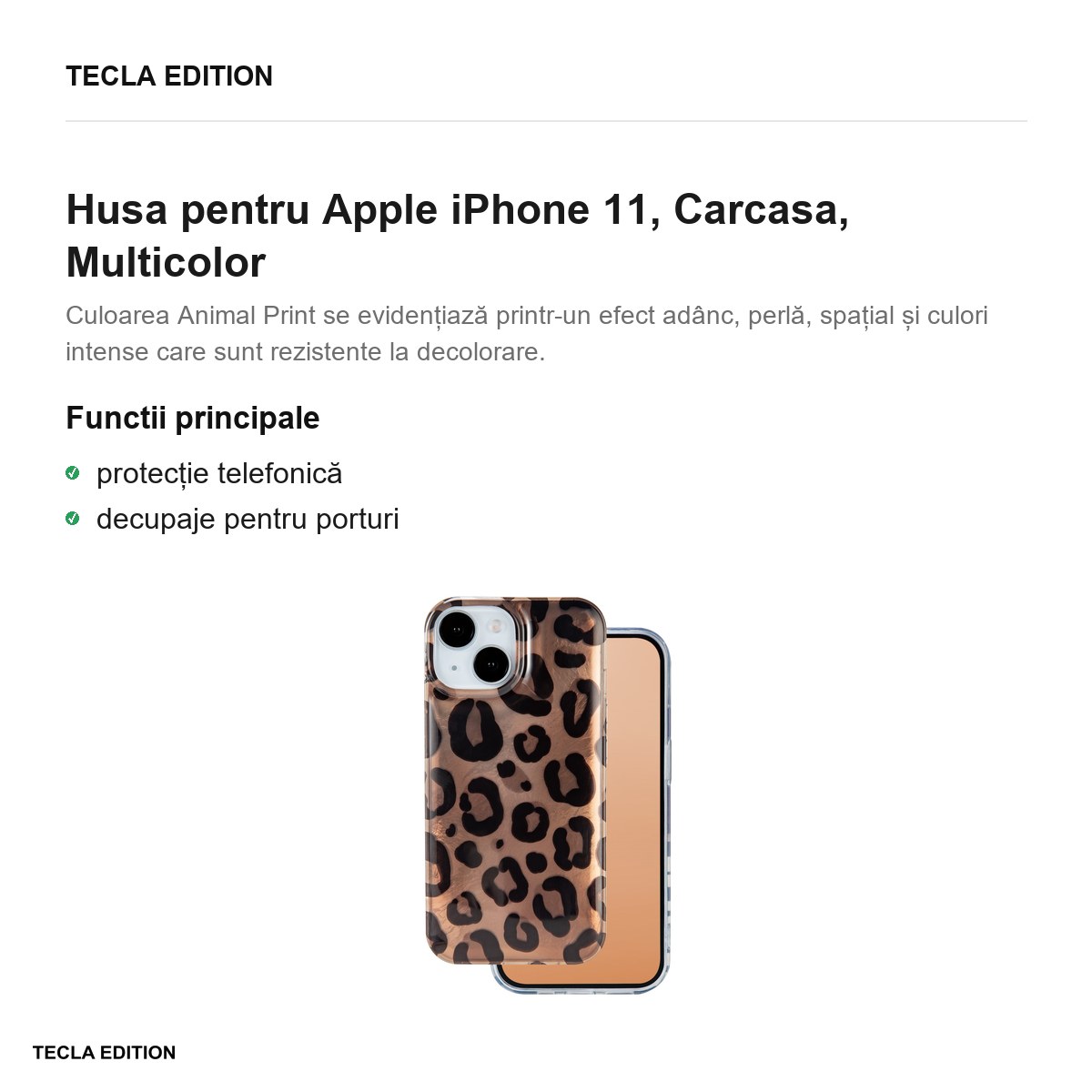Husa Animal Print Panther pentru Apple iPhone 11, Carcasa, Multicolor [1]