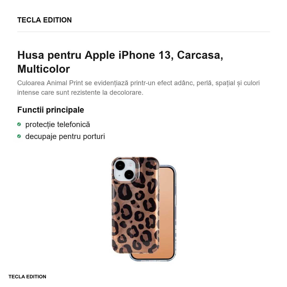 Husa Animal Print Panther pentru Apple iPhone 13, Carcasa, Multicolor [1]