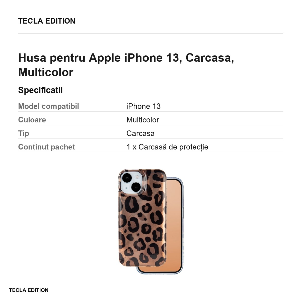Husa Animal Print Panther pentru Apple iPhone 13, Carcasa, Multicolor [2]