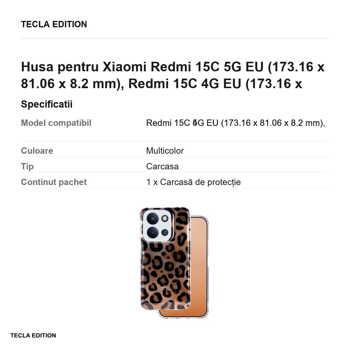 Husa Animal Print Panther pentru Xiaomi Redmi 15C 5G EU, Redmi 15C 4G EU, Carcasa, Multicolor [2]