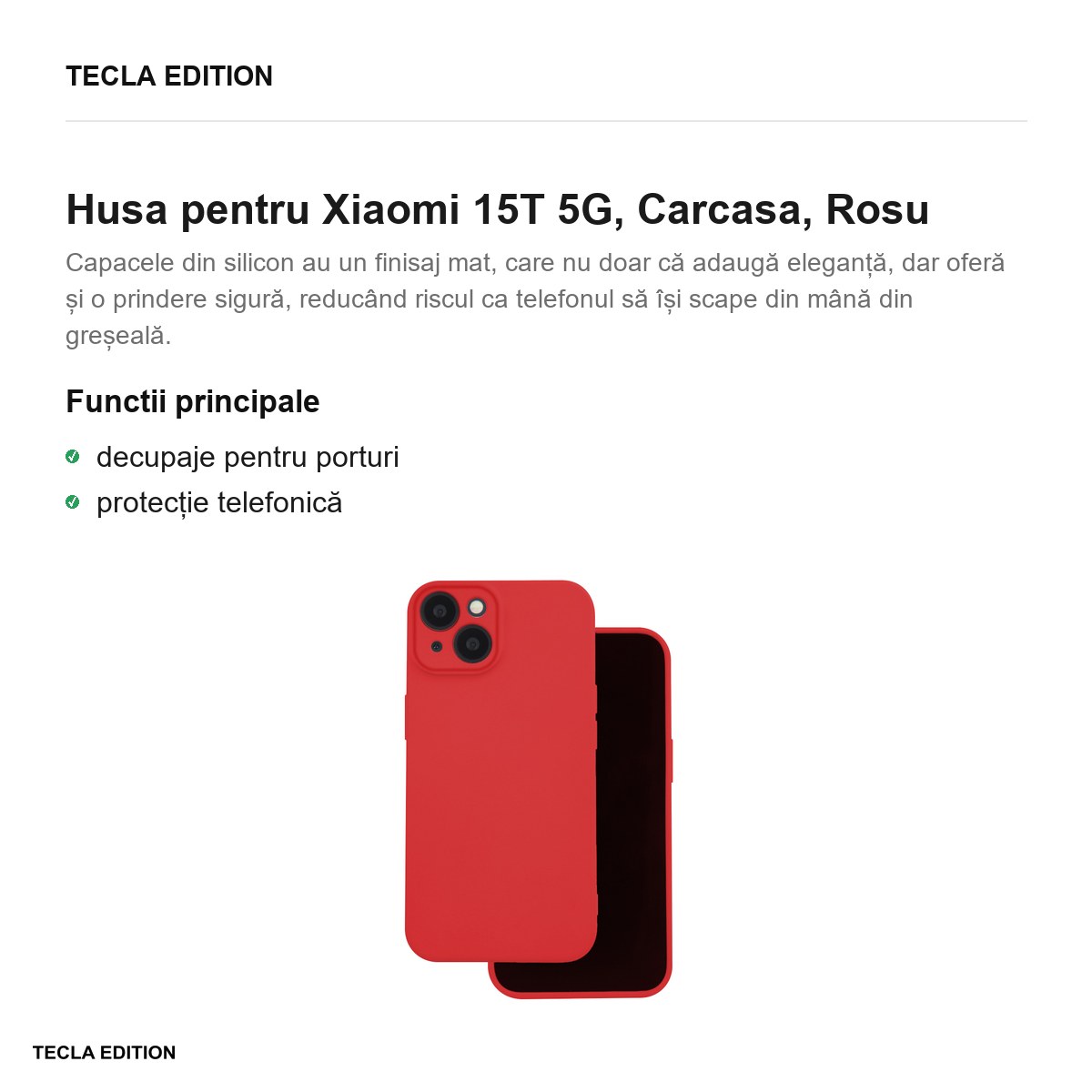 Husa Silicon pentru Xiaomi 15T Pro 5G, Carcasa, Rosu [1]