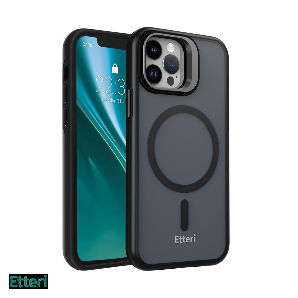 Huse si protectii smartphone - Husa Etteri Morning Fog pentru Apple iPhone 12 Pro, iPhone 12, Carcasa magnetica, Negru