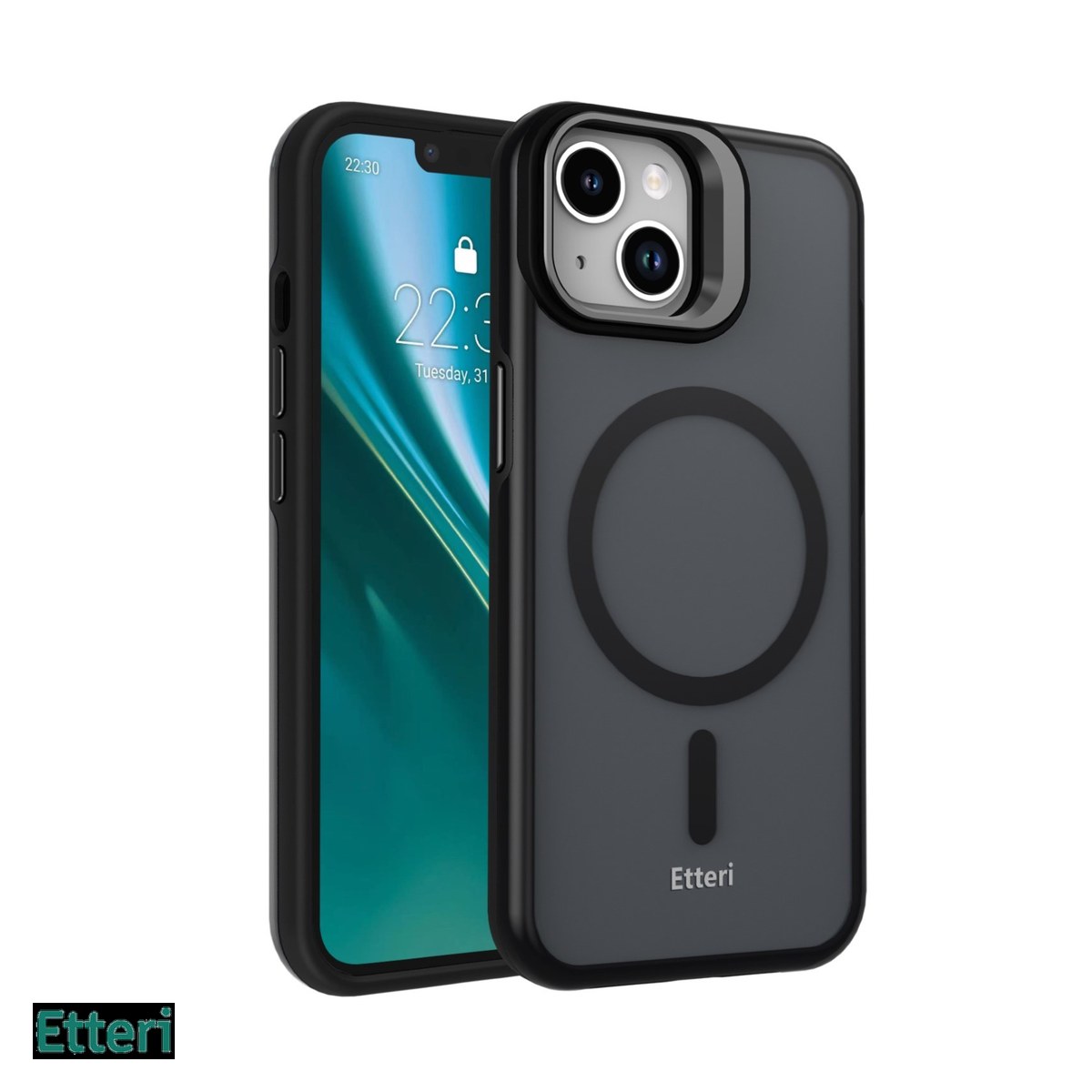 Huse si protectii smartphone - Husa Etteri Morning Fog pentru Apple iPhone 13, Carcasa magnetica, Negru
