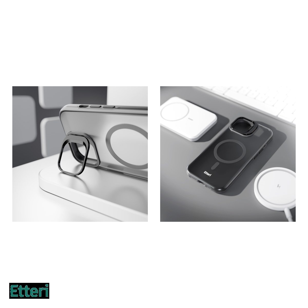 Husa Etteri Morning Fog pentru Apple iPhone 14, Carcasa magnetica, Negru [4]