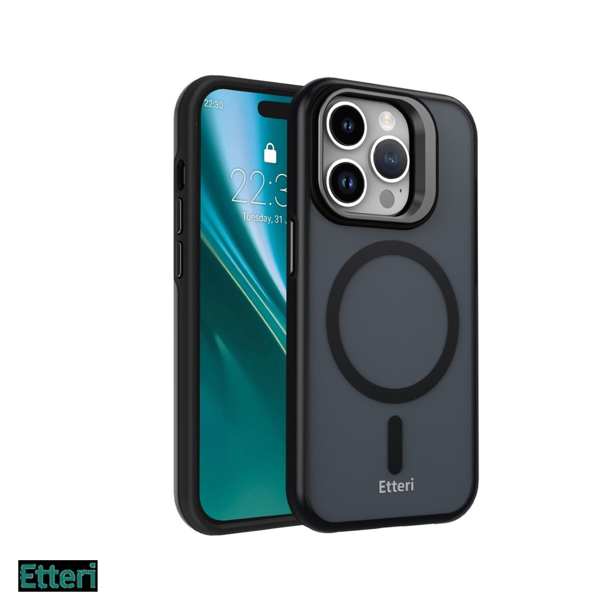 Huse si protectii smartphone - Husa Etteri Morning Fog pentru Apple iPhone 14 Pro, Carcasa magnetica, Negru