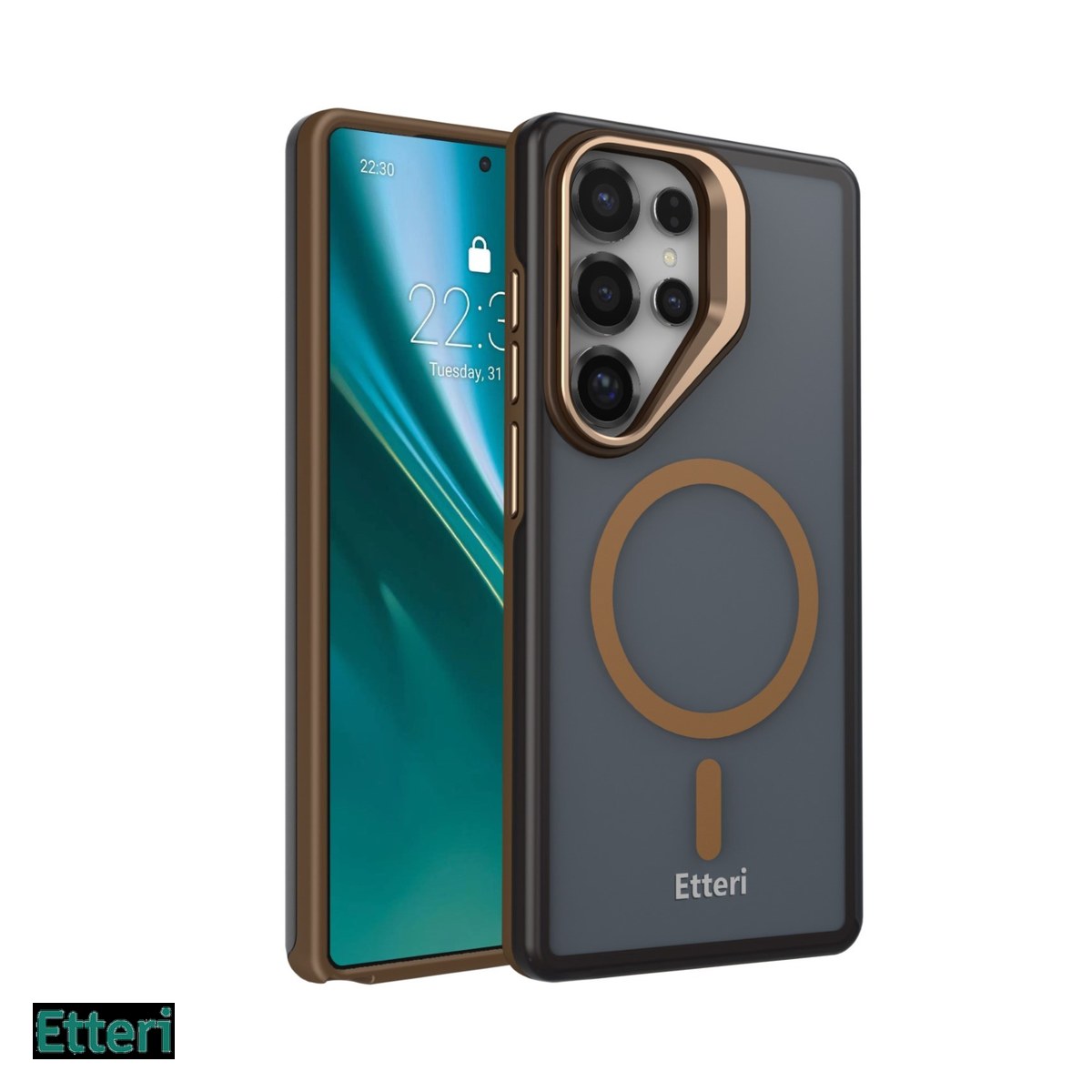 Huse si protectii pentru Samsung Galaxy S25 Ultra - Husa Etteri Morning Fog pentru Samsung Galaxy S25 Ultra, Carcasa magnetica, Maro