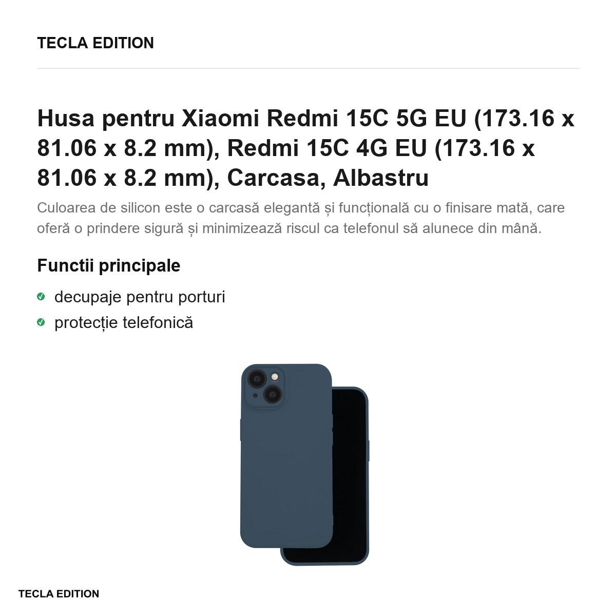 Husa Silicon Box pentru Xiaomi Redmi 15C 5G EU, Redmi 15C 4G EU, Carcasa, Albastru [1]