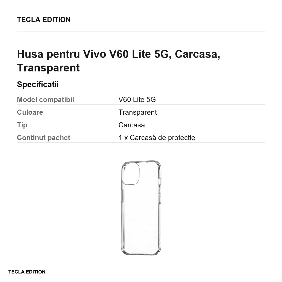 Husa Slim 1 mm pentru Vivo V60 Lite 5G, Carcasa, Transparent [2]