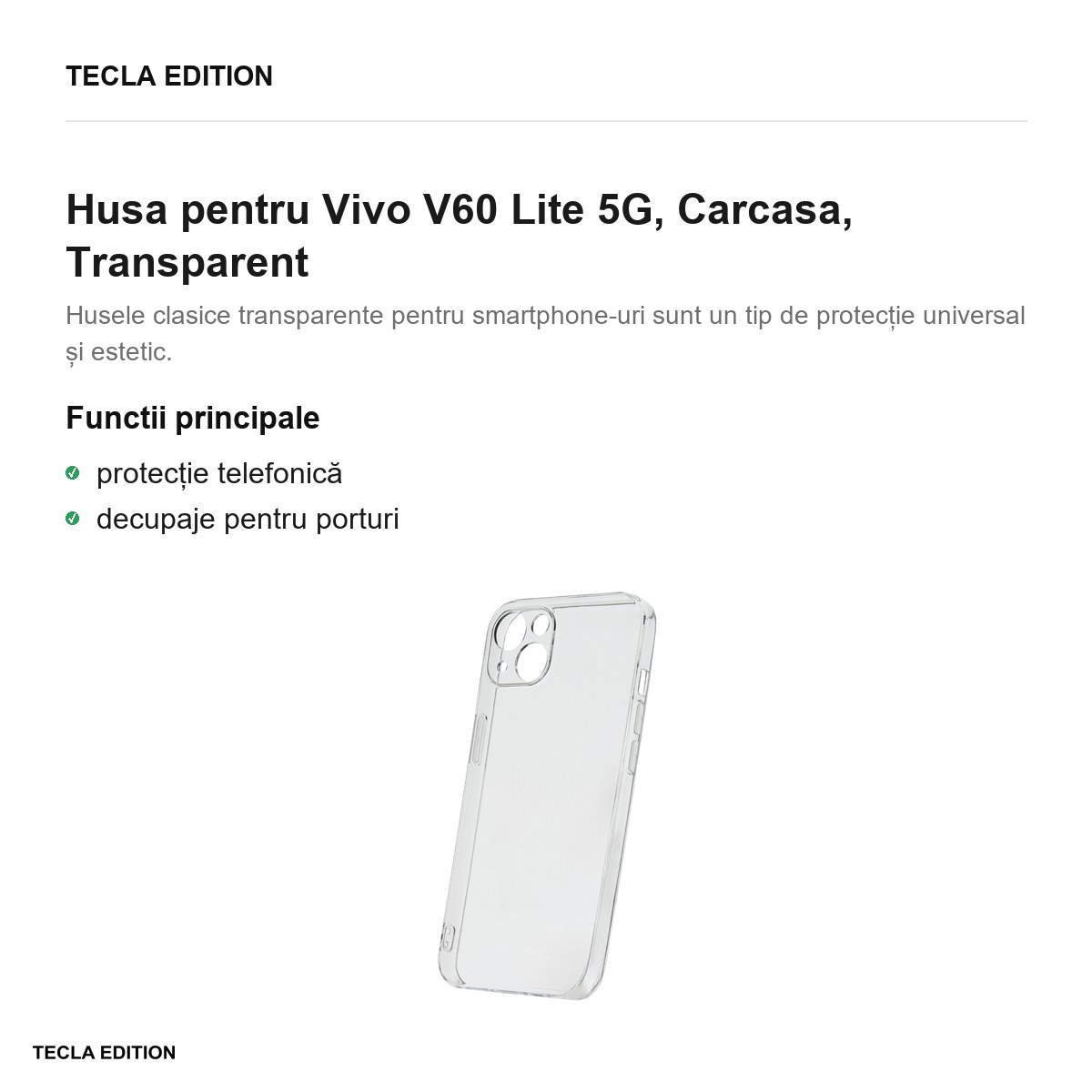 Husa Slim 2 mm pentru Vivo V60 Lite 5G, Carcasa, Transparent [1]