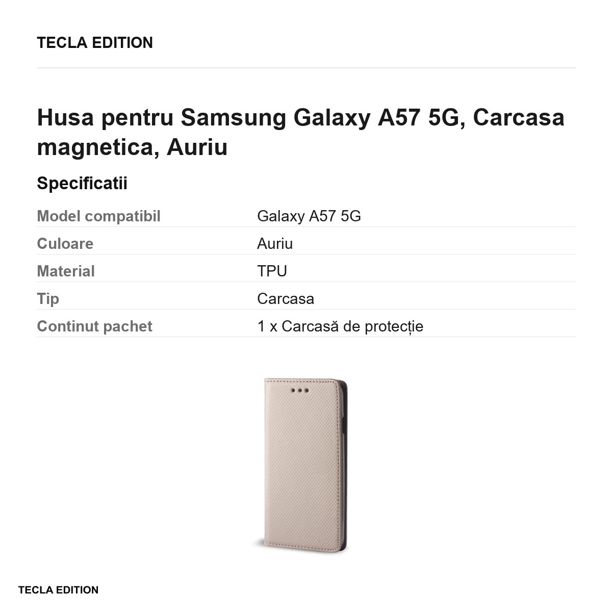 Husa Smart Magnet pentru Samsung Galaxy A57 5G, tip carte cu inchidere magnetica, Auriu [2]