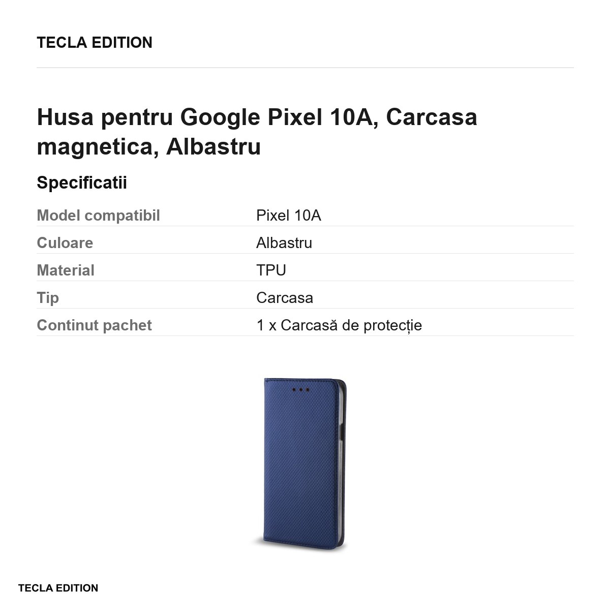 Husa Smart Magnet pentru Google Pixel 10A, tip carte cu inchidere magnetica, Albastru [2]