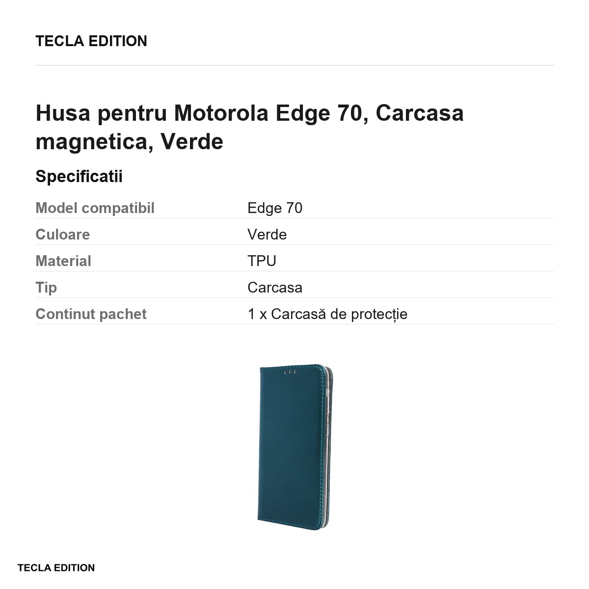 Husa Smart Magnetic pentru Motorola Edge 70, tip carte cu inchidere magnetica, Verde [2]