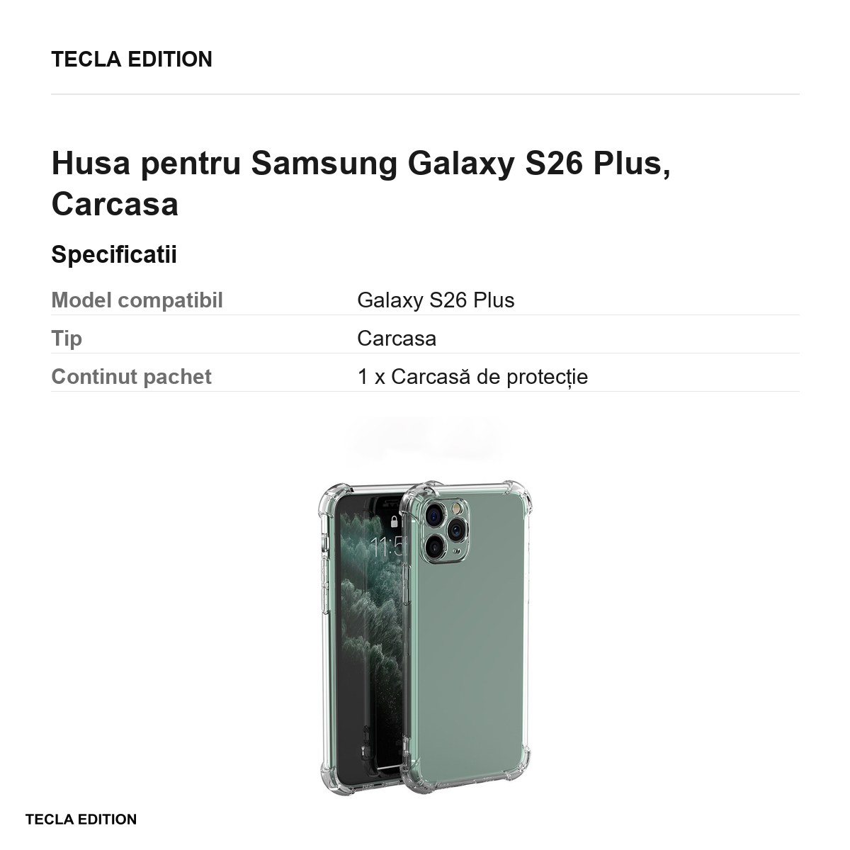 Husa Anti Shock 1 5 mm pentru Samsung Galaxy S26 Plus, Carcasa, Transparent [2]