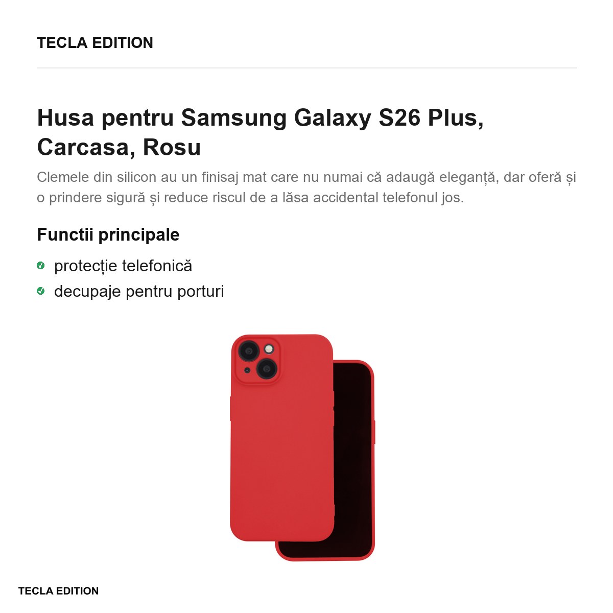 Husa Silicon pentru Samsung Galaxy S26 Plus, Carcasa, Rosu [1]