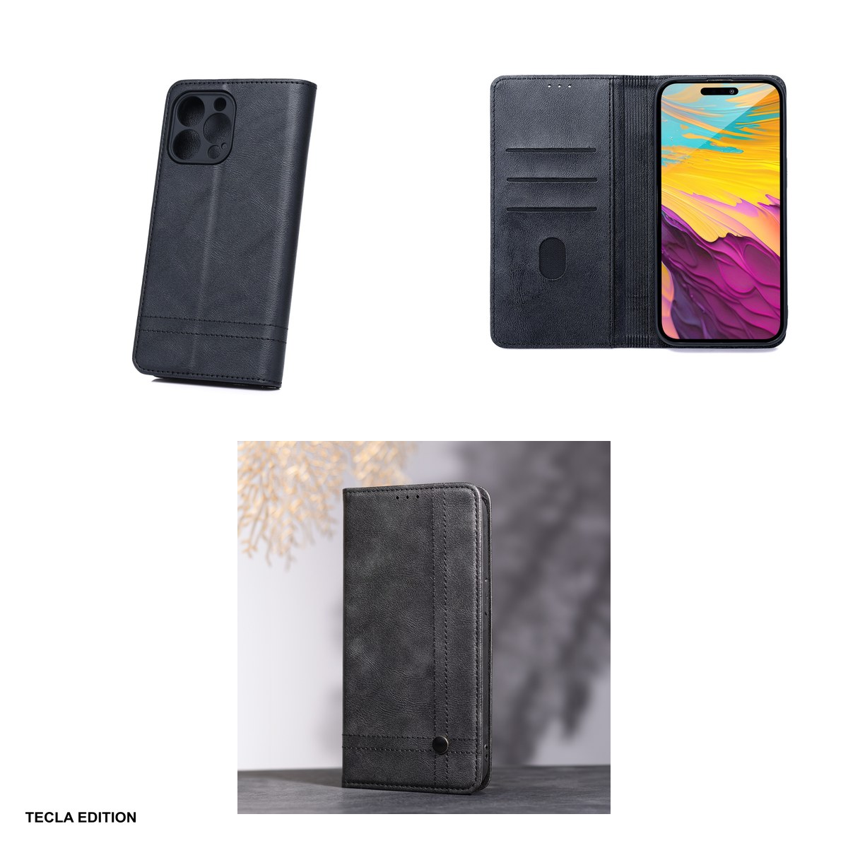 Husa Smart Seam pentru Samsung Galaxy S26 Plus, tip carte cu inchidere magnetica, Negru [3]