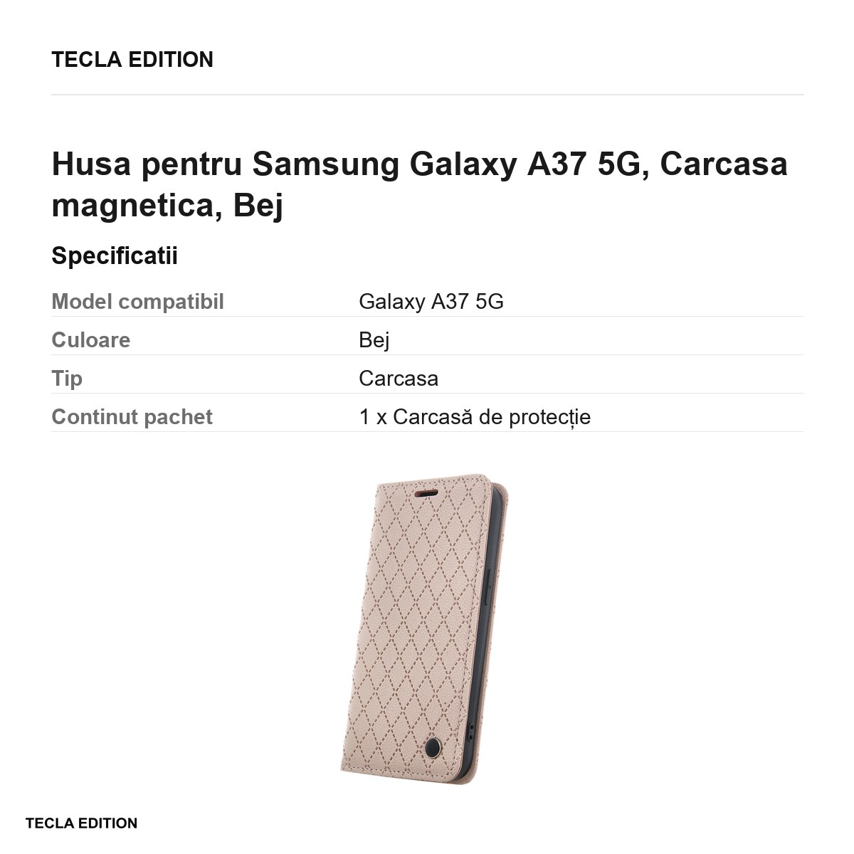 Husa Smart Caro pentru Samsung Galaxy A37 5G, tip carte cu inchidere magnetica, Bej [2]