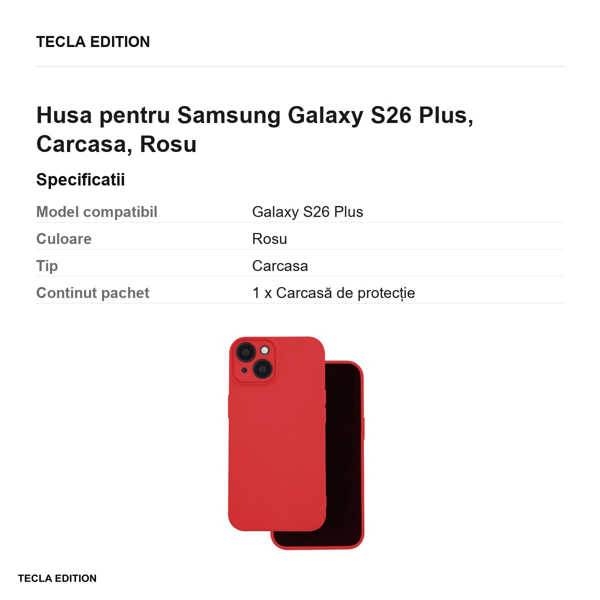 Husa Silicon Box pentru Samsung Galaxy S26 Plus, Carcasa, Rosu [2]