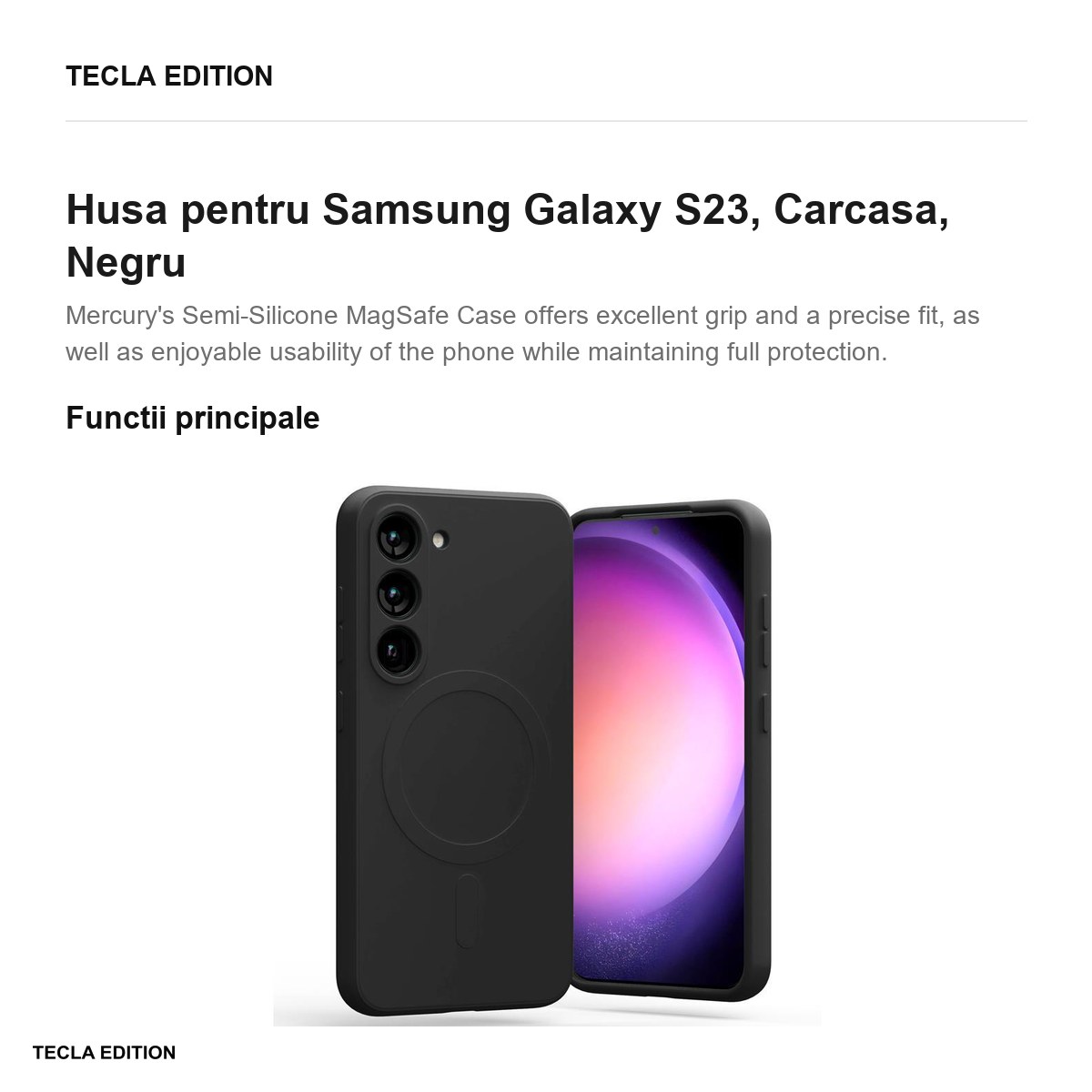 Husa Mercury Semi-silicon pentru Samsung Galaxy S23, Carcasa, Negru [1]