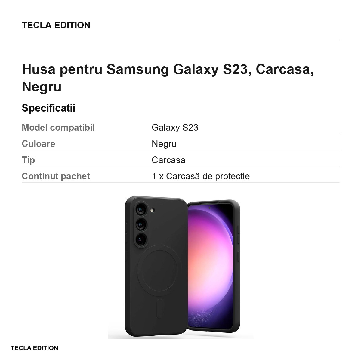 Husa Mercury Semi-silicon pentru Samsung Galaxy S23, Carcasa, Negru [2]