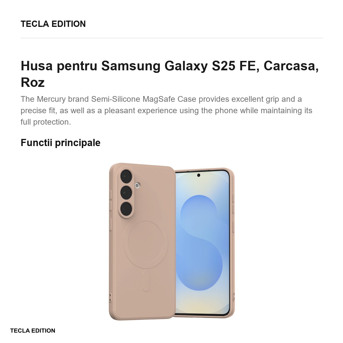 Husa Mercury Semi-silicone Sand pentru Samsung Galaxy S25 FE, Carcasa, Roz [1]