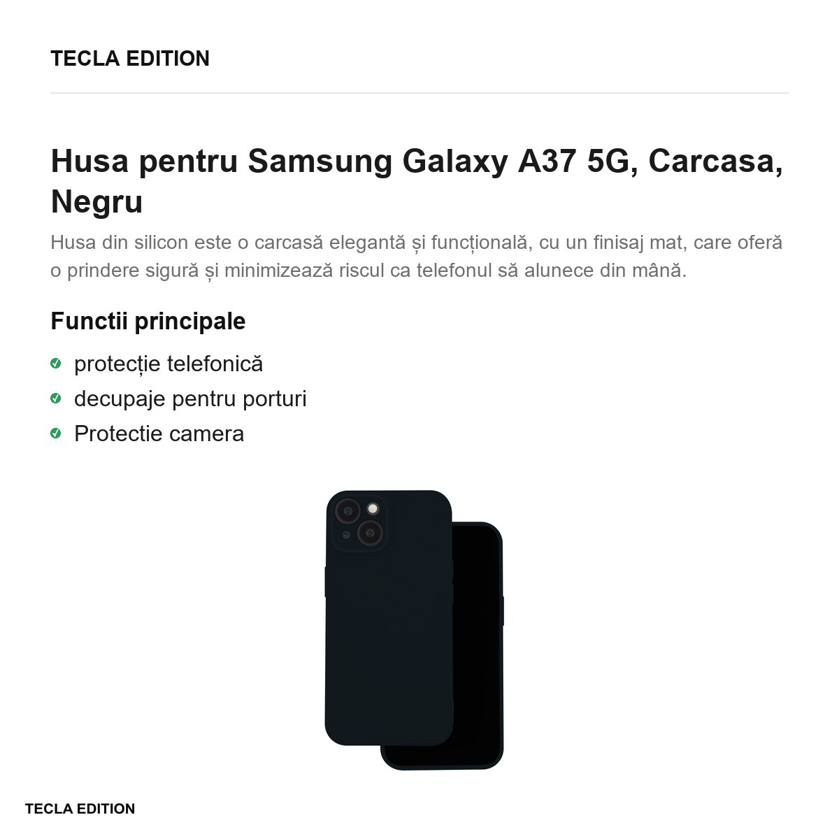 Husa Silicon Box pentru Samsung Galaxy A37 5G, Carcasa, Negru [1]