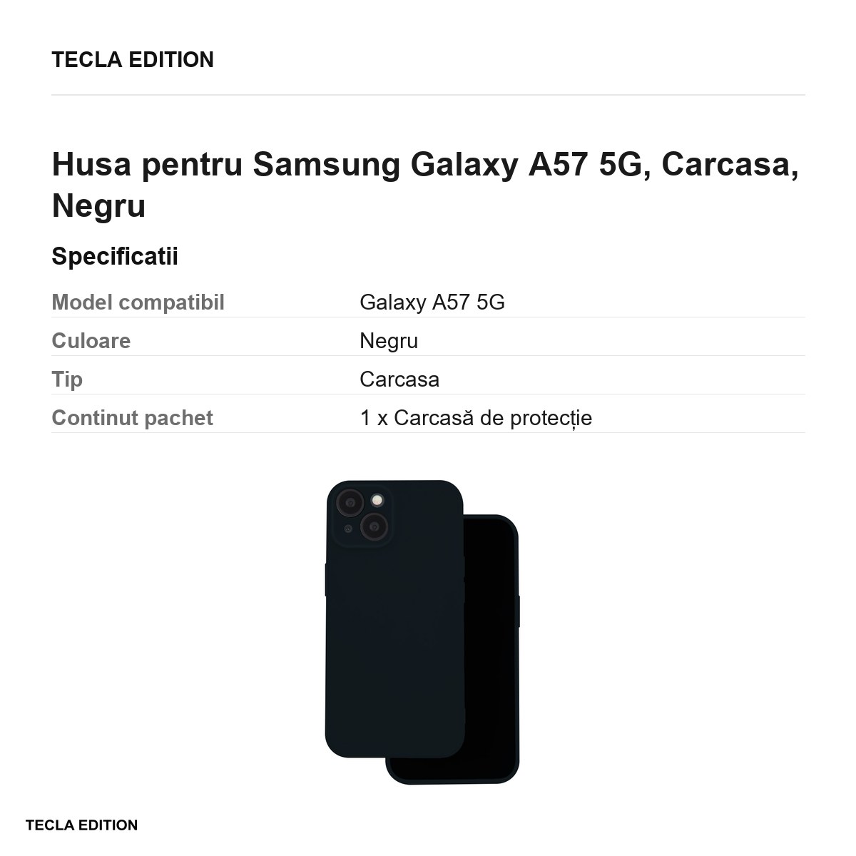 Husa Silicon Box pentru Samsung Galaxy A57 5G, Carcasa, Negru [2]