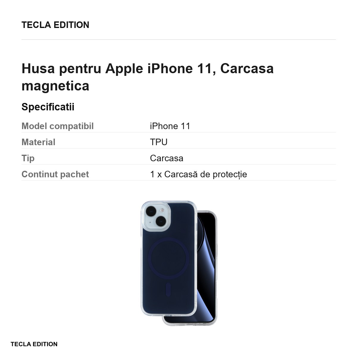 Husa Lowkey Mag pentru Apple iPhone 11, Carcasa magnetica, Albastru inchis [2]