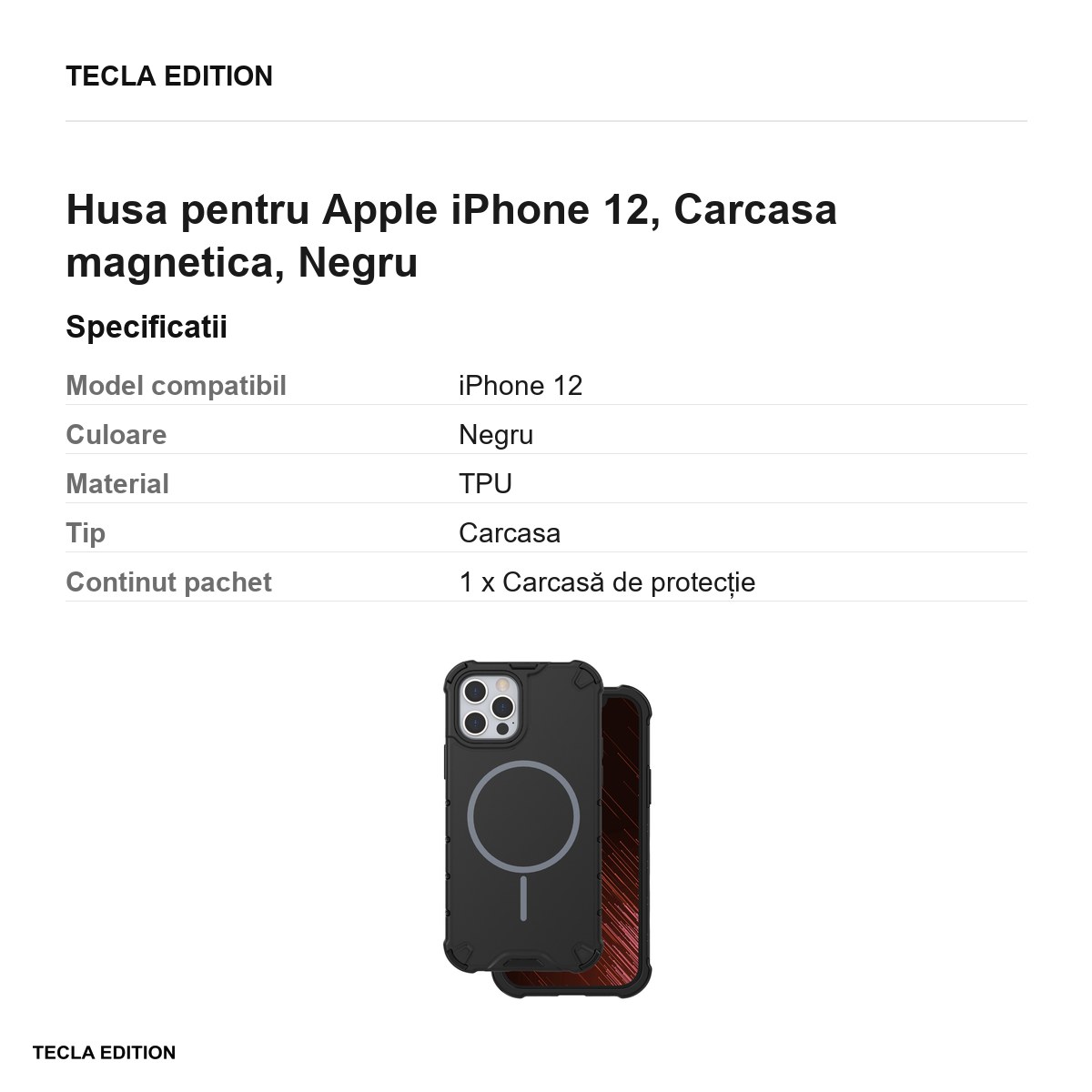Husa Defender 2in1 Mag pentru Apple iPhone 12, Carcasa magnetica, Negru [2]