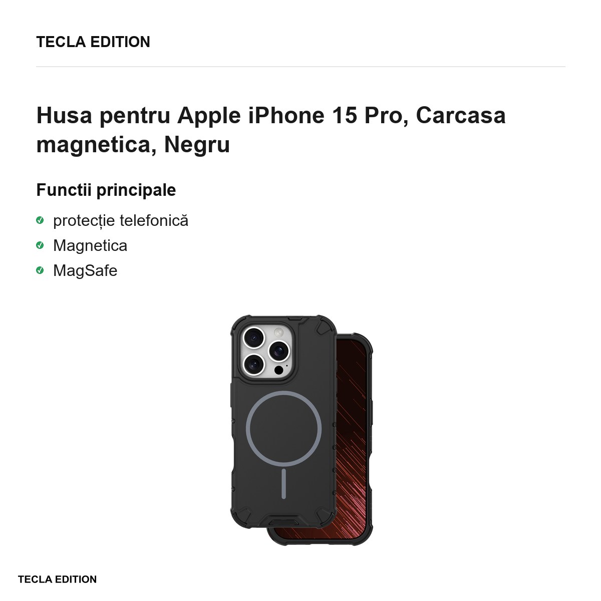 Husa Defender 2in1 Mag pentru Apple iPhone 15 Pro, Carcasa magnetica, Negru [1]