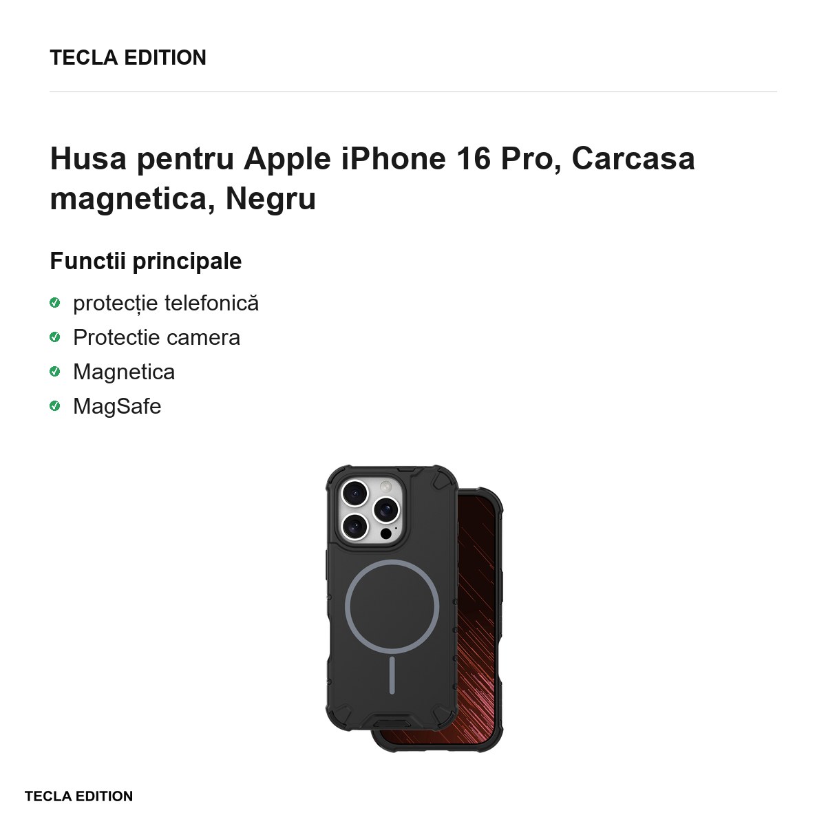 Husa Defender 2in1 Mag pentru Apple iPhone 16 Pro, Carcasa magnetica, Negru [1]