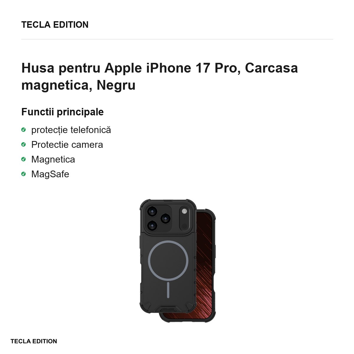 Husa Defender 2in1 Mag pentru Apple iPhone 17 Pro, Carcasa magnetica, Negru [1]