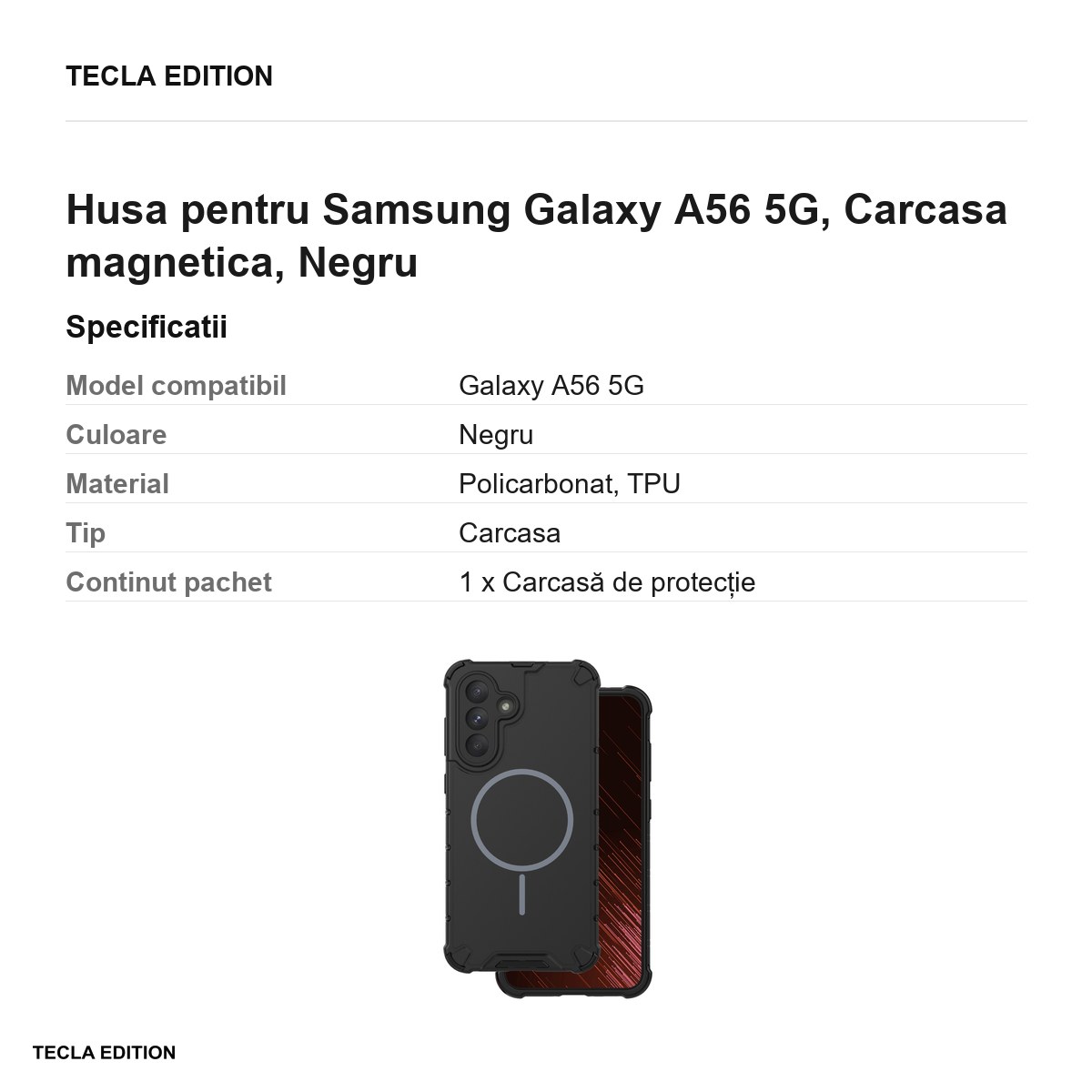 Husa Defender 2in1 Mag pentru Samsung Galaxy A56 5G, Carcasa magnetica, Negru [2]