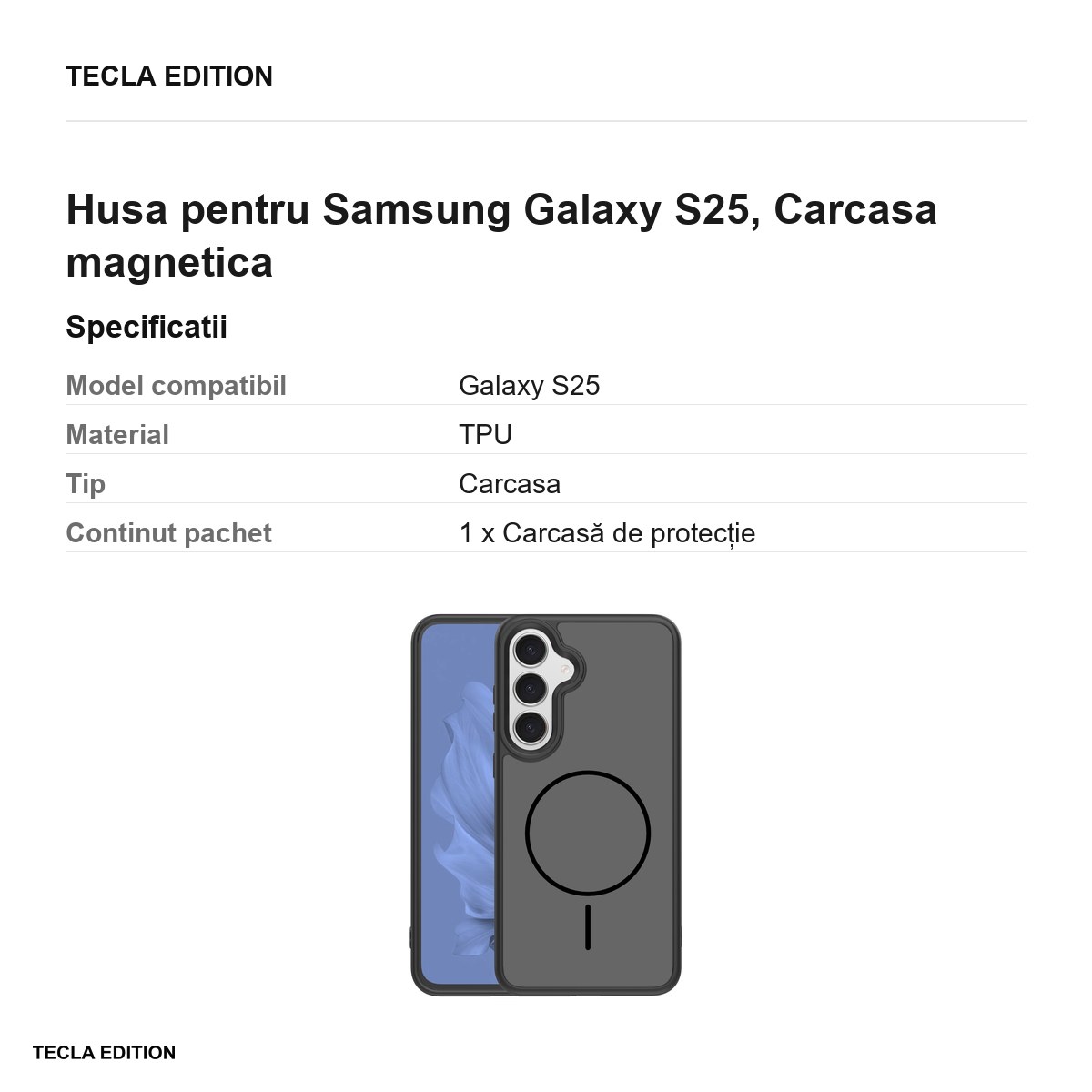 Husa Frame Thin Mag pentru Samsung Galaxy S25, Carcasa magnetica, Negru [2]