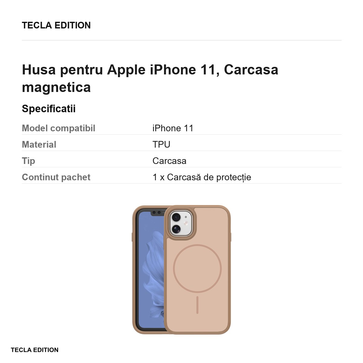 Husa Frame Thin Mag pentru Apple iPhone 11, Carcasa magnetica, Maro [2]