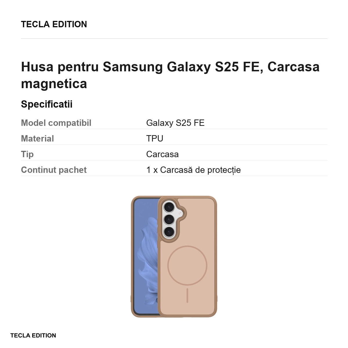 Husa Frame Thin Mag pentru Samsung Galaxy S25 FE, Carcasa magnetica, Maro [2]