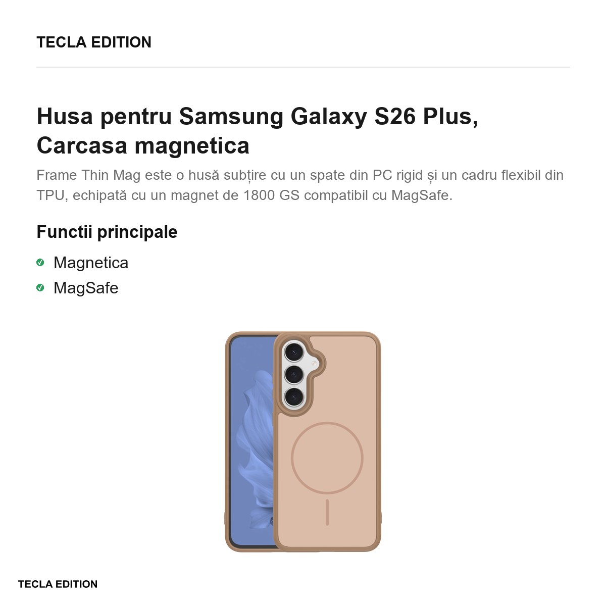Husa Frame Thin Mag pentru Samsung Galaxy S26 Plus, Carcasa magnetica, Maro [1]